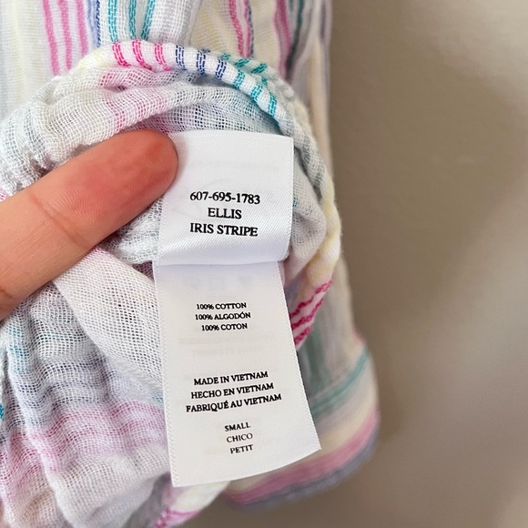 Rails Ellis Rainbow Iris Stripe Button Down Long Sleeve Collared Shirt White - Picture 9 of 9